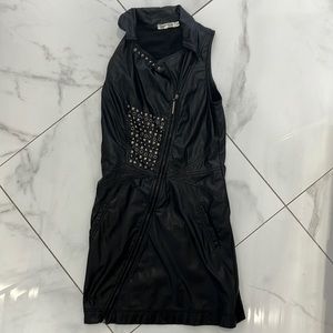 Faux leather rocker mini dress